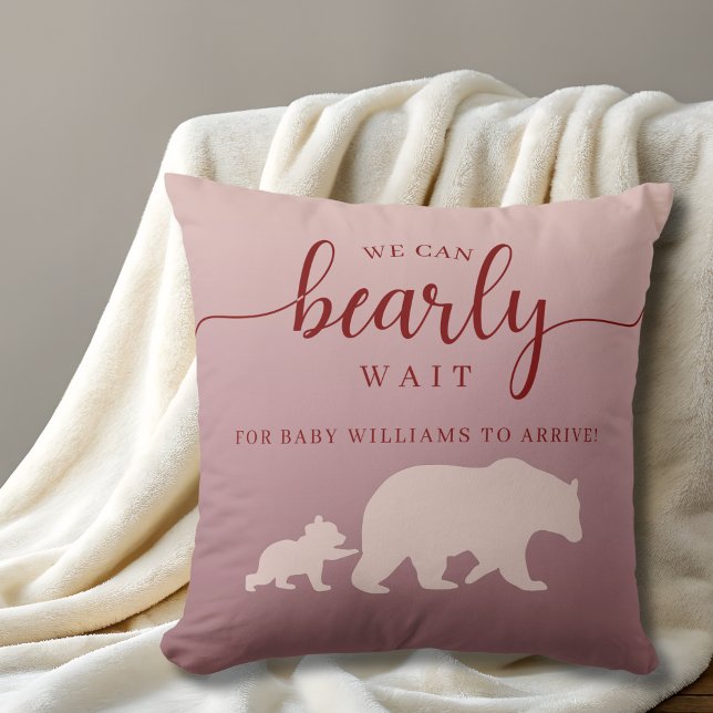 Rustikales Woodland Bear Baby Dusche Rosa Kissen K (Von Creator hochgeladen)