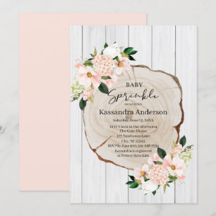 Rustikales Woodland Blush Floral Baby Sprinkle Einladung