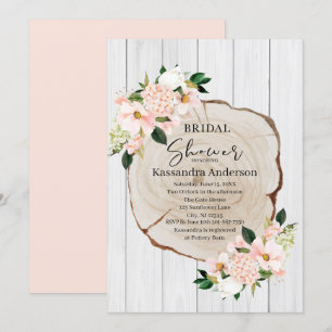 Rustikales Woodland Blush Floral Brautparty Einladung