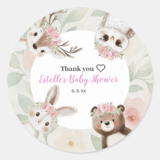 Rustikales Woodland Boho Girl Babydusche Runder Aufkleber