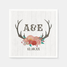 Rustikales Woodland Deer Antler Boho Wedgram Serviette