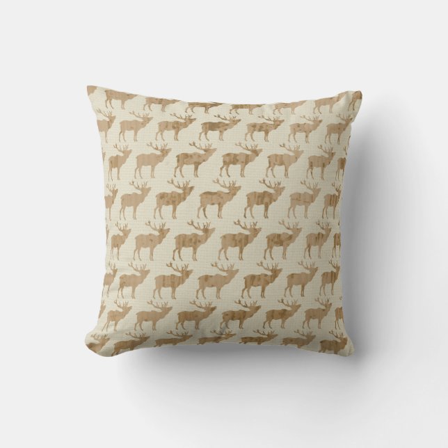 Rustikales Woodland Deer Elk Kissen (Vorderseite)
