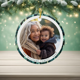 Rustikales Woodland Familie Weihnachten 2 Fotos Keramik Ornament