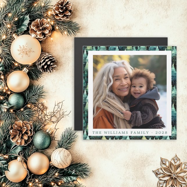 Rustikales Woodland Familienweihnachtsmagnet Foto Magnetkarte (Rustic Woodland Family Christmas Photo Magnet)