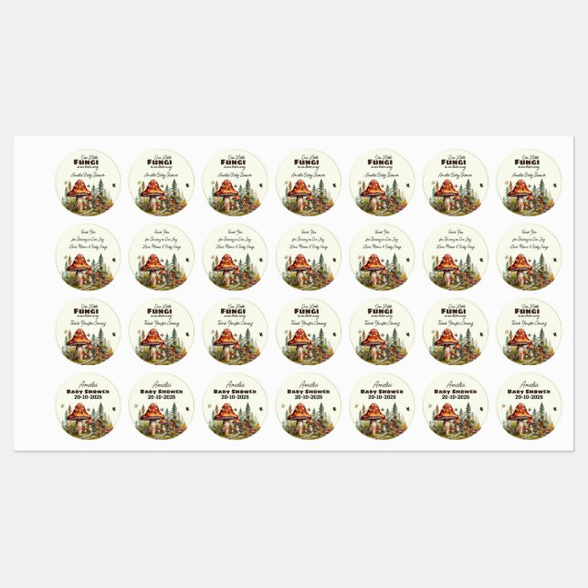 Rustikales Woodland Forest Mushroom Baby Showpack Etiketten (Blatt)