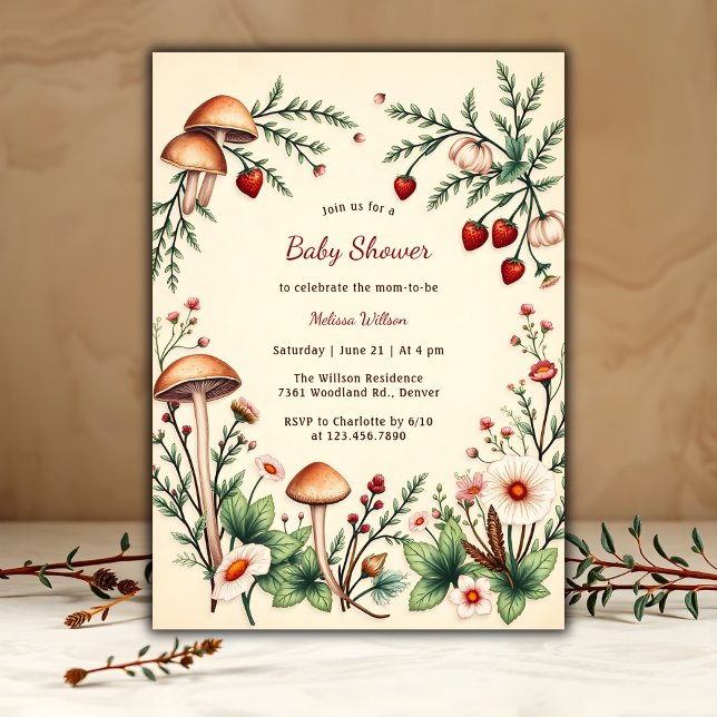 Rustikales Woodland Natur Boho Kinderdusche Einladung (Rustic Woodland Nature Boho Baby Shower Invitation)