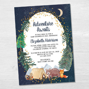Rustikales Woodland Night Sky Babydusche per Post Einladung