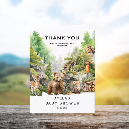 Rustikales Woodland Wasserfarbe Kinderdusche Dankeskarte