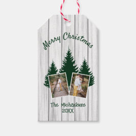 Rustikales Woodland Weihnachts-Foto Geschenkanhänger