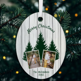 Rustikales Woodland Weihnachts-Foto Ornament Aus Metall