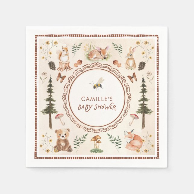 Rustikales Woodland Winter Boy Baby Dusche Serviette (Vorderseite)