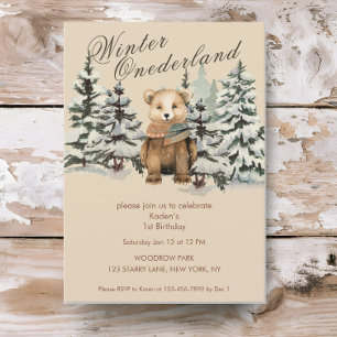 Rustikales Woodland Winter Onederland Einladung