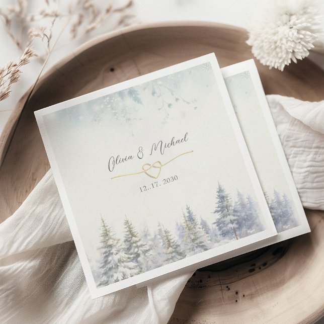 Rustikales Woodland Winter Wedding Napkins Serviette (Von Creator hochgeladen)