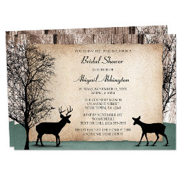 Rustikales Woodsy Deer Bridal Einladungen