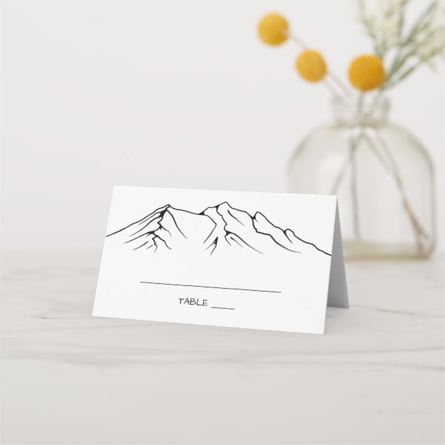 Rustikales Woodsy-Gebirge | Weiße Hochzeit Platzkarte (Vorderseite)