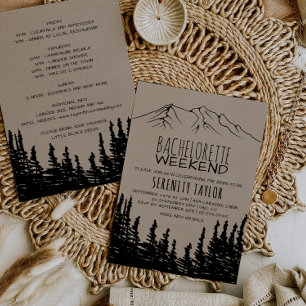 Rustikales Woodsy Mountain Bachelorette Wochenende Einladung