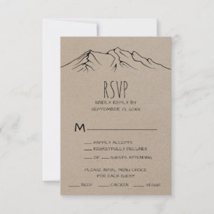 Rustikales Woodsy Mountain Menü Auswahl RSVP Karte