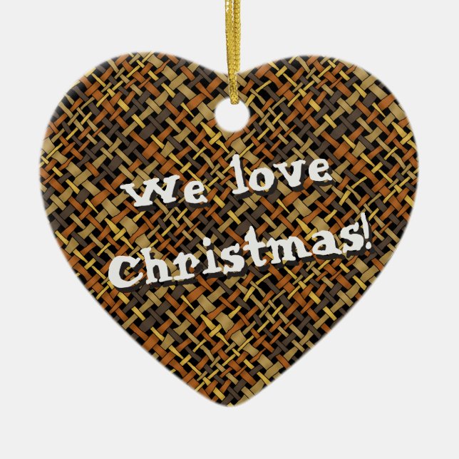 Rustikales Woven Graphic Natural Burlap, jeder Tex Keramik Ornament (Vorne)