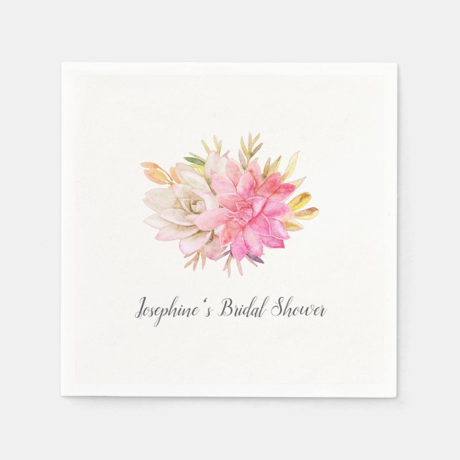 Rustikales Wüstensukkulenten Brautparty Serviette (Vorderseite)