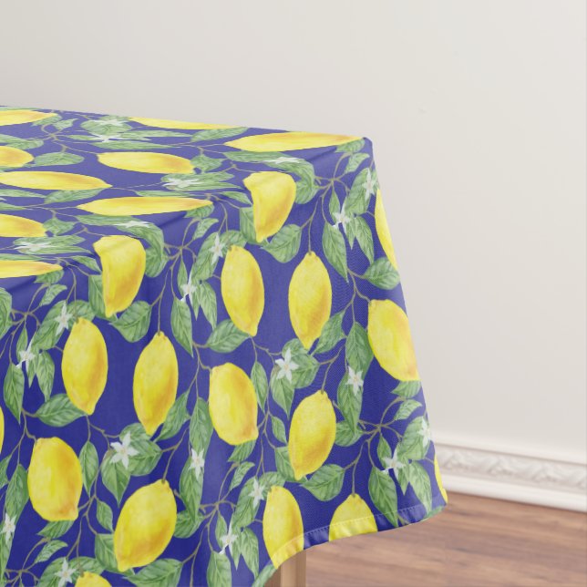 Rustikales Zitronenmuster blaue Küche Tischdecke (Beispiel)