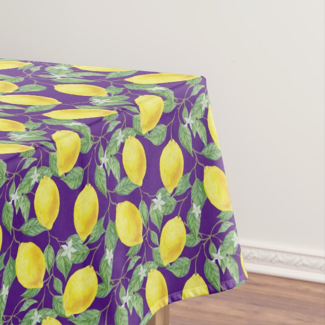 Rustikales Zitronenmuster lila Küche Tischdecke (Beispiel)