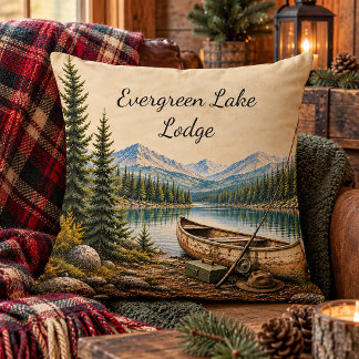 Rustikalisches Bergsee-Lodge inspiriertes Kanu | Kissen