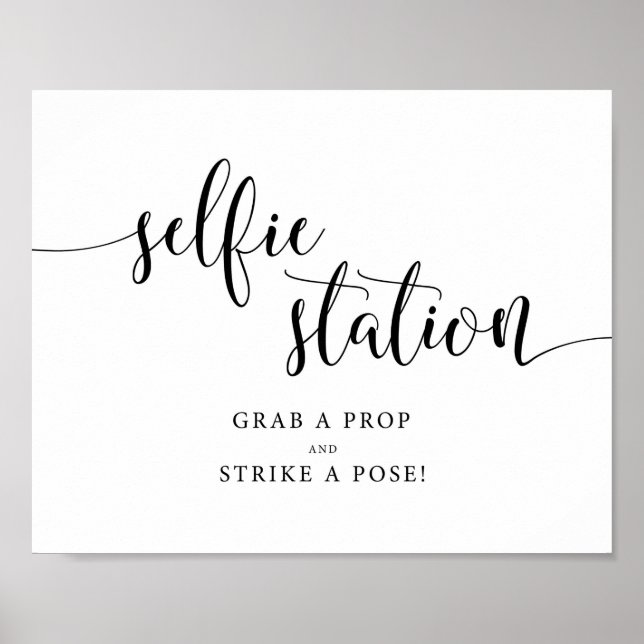 Rustikalisches Hochzeits-Selfie-Station-Schild Poster (Vorne)