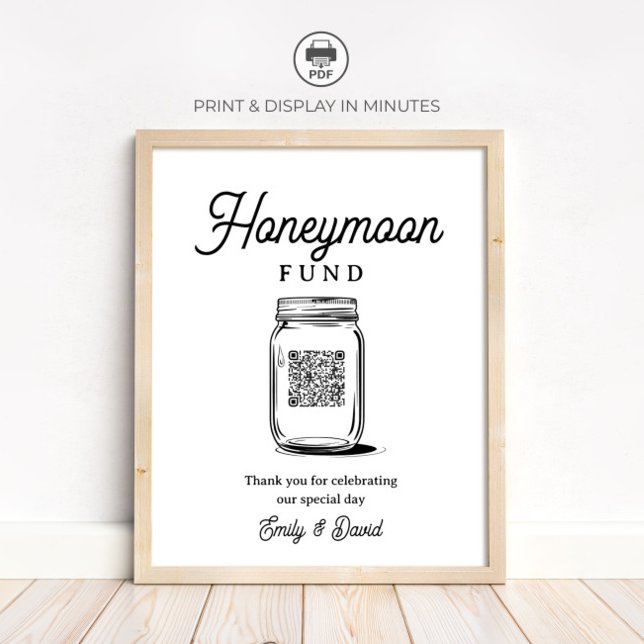 Rustikalisches Hochzeitsgeschenkglas mit QR-Code-S Poster (Von Creator hochgeladen)