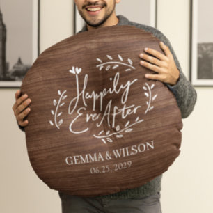 Rustikalisches Holz-Blumen-Hochzeitsgeschenk mit i Rundes Kissen