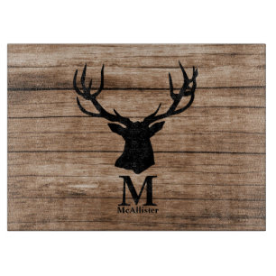 Rustikalisches Holz Hirsch Elch Monogramm individu Schneidebrett