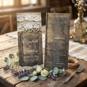 Rustikalisches Holz-Liebes-Seil-Braunhemd-Hochzeit Programm