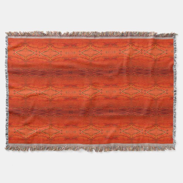 Rustikalisches Orange Aztekenmuster Decke (Vorderseite)