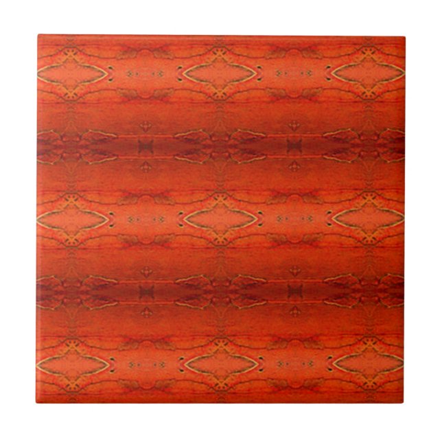 Rustikalisches Orange Aztekenmuster Fliese (Vorderseite)