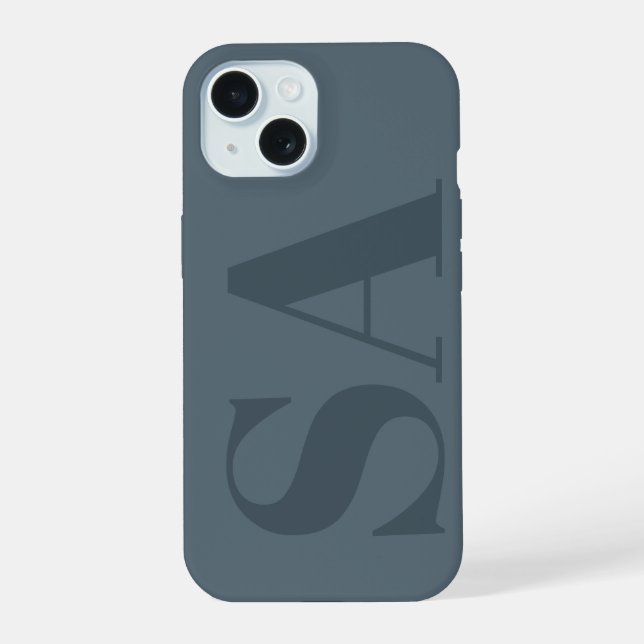 Rustikalisches Staubblau Wasserfarbe Minimal Moder iPhone 15 Hülle (Rückseite)
