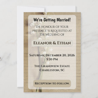 Rustikalisches Vintage-Linienpapier Maiglöckchen H Einladung