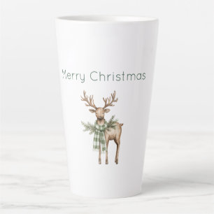 Rustikbraun Creme Grün Hirsch Weihnachten Milchtasse