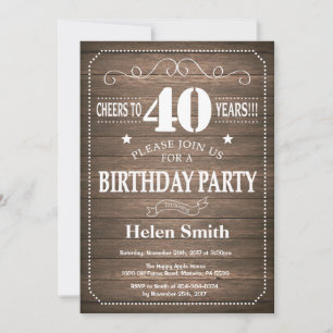 Rustique 40e anniversaire Invitation