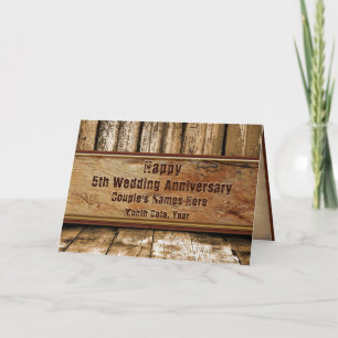 Rustique, 5e anniversaire de Mariage carte pour ma