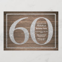 Rustique 60e anniversaire Invitation Parties scint