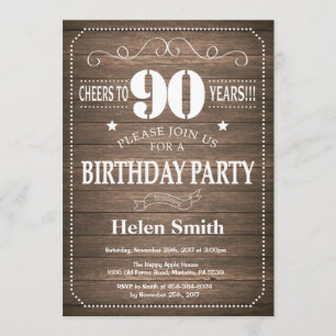 Rustique 90e anniversaire Invitation Vintage Retro
