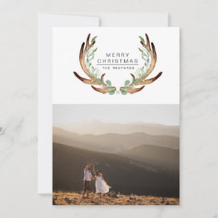 Rustique Antler moderne Joyeux Noël Carte de vacan