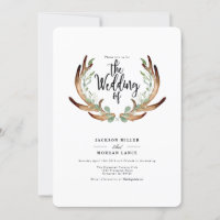 Rustique Antler & Vine | Invitation de mariage aqu