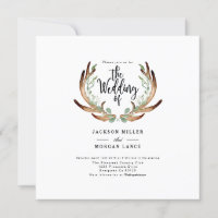 Rustique Antler & Vine | Invitation de mariage aqu