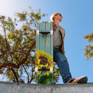 Rustique Aqua Boards Sunflower Custom Skateboard
