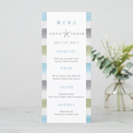 Rustique aquarelle rayures plage menu mariage