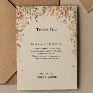 Rustique Automne Beige Mariage Carte de remercieme