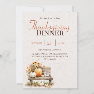 Rustique Automne Boho Thanksgiving Invitation