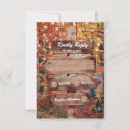 Rustique Automne Bois Chaîne Lumières Mariage RSVP