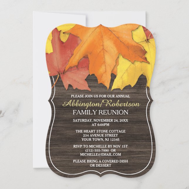 Rustique Automne Bois Reunion Famille Invitations (Devant)