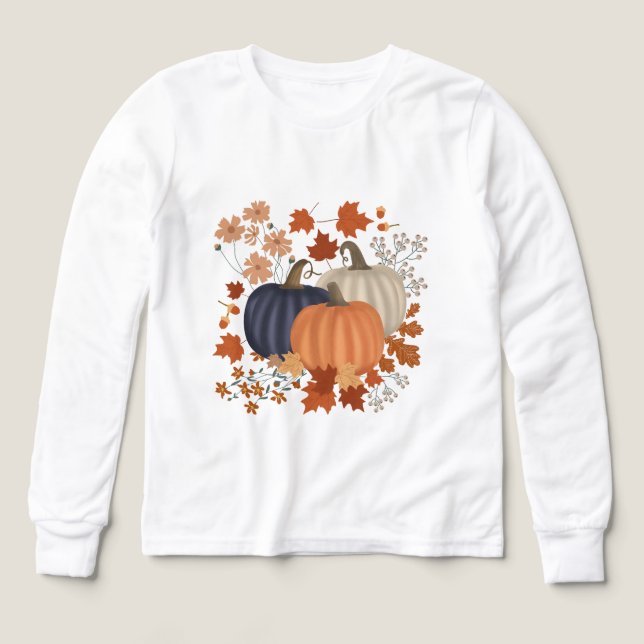 Rustique Automne Citrouille Feuille Fleur sauvage (Motif recto)